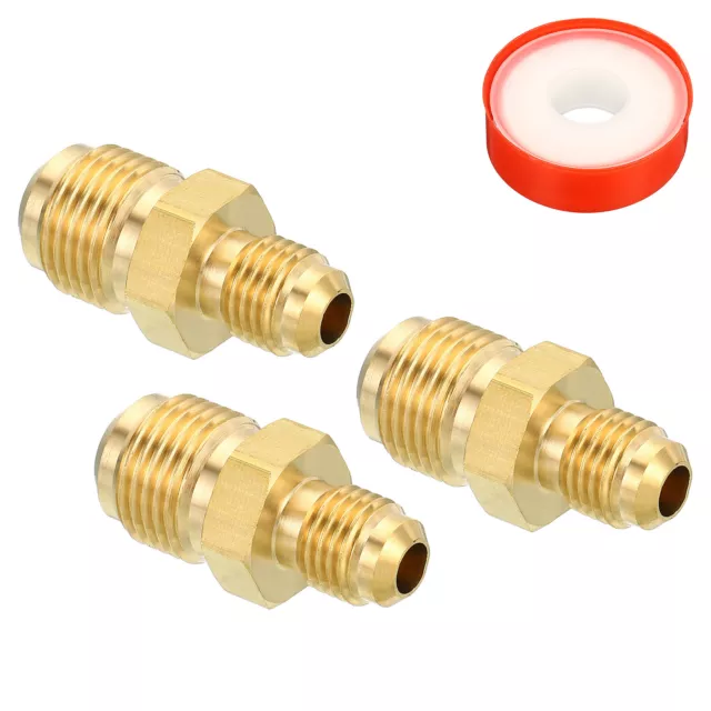 3pcs 1/4 SAE Male x 3/8 SAE Male Flare Connector Brass Pipe Fitting Adapter