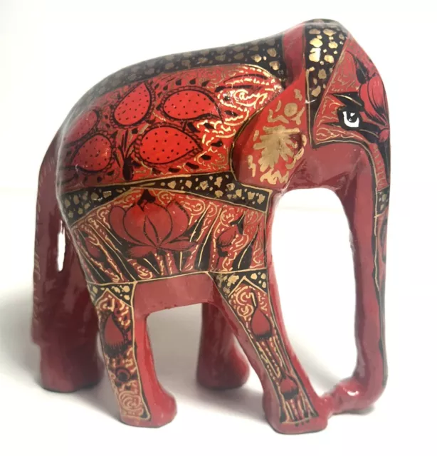 Vintage Indian Folk Art Hand Made Paper Mache Hand Painted Elephant India