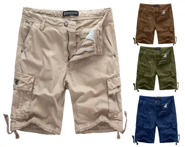 WenVen Men's 100% Cotton Cargo Shorts Multi Pockets (Regular & Big Tall Sizes)