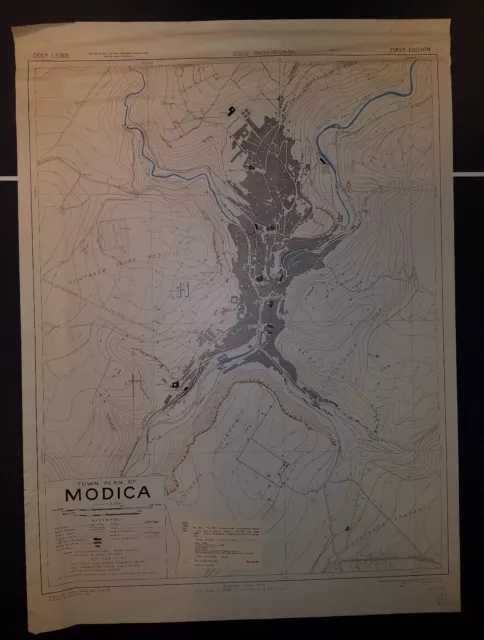 1943 US Army City Plan Map Modica Italy 1:5,000 GSGS 4379