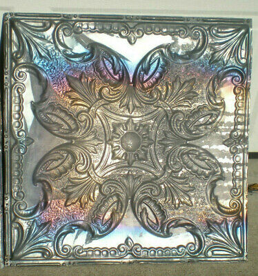 SALE Antique Iridescent Victorian Ceiling Tin Tile Fleur De Li  Flowers Shabby