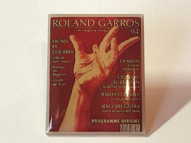 Pin's TENNIS ROLAND GARROS 92 MAGAZINE PROGRAMME OFFICIEL Signé FFT