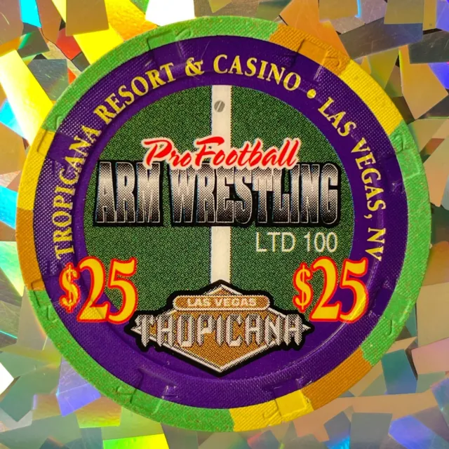 🌟🌈Tropicana Las Vegas $25 Casino Chip Pro Football Arm Wrestling obsolete