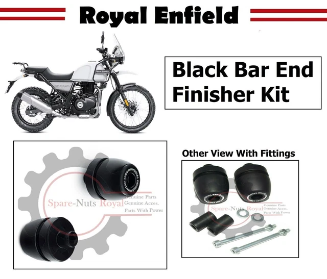Paire De Miroirs D'extrémité De Barre Royal Enfield - Aluminium Noir - Type Homologué - Réf 1990401