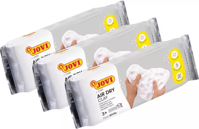 Jovi Air Dry Modelliermasse, gebrauchsfertig, lufttrocknend,3x 500g in weiß