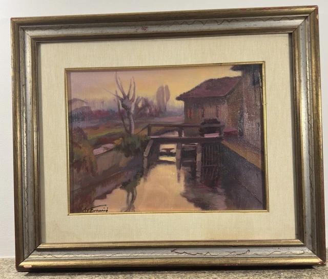 Tableau Huile Sur Panneau Signé : Paysage Marin Méditerranée - École Provençale XXe Siècle