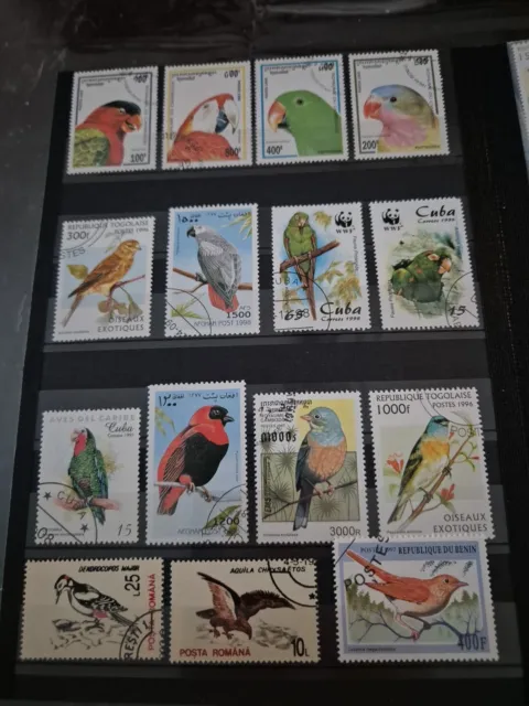 Lot 15 Timbres Thème Oiseaux