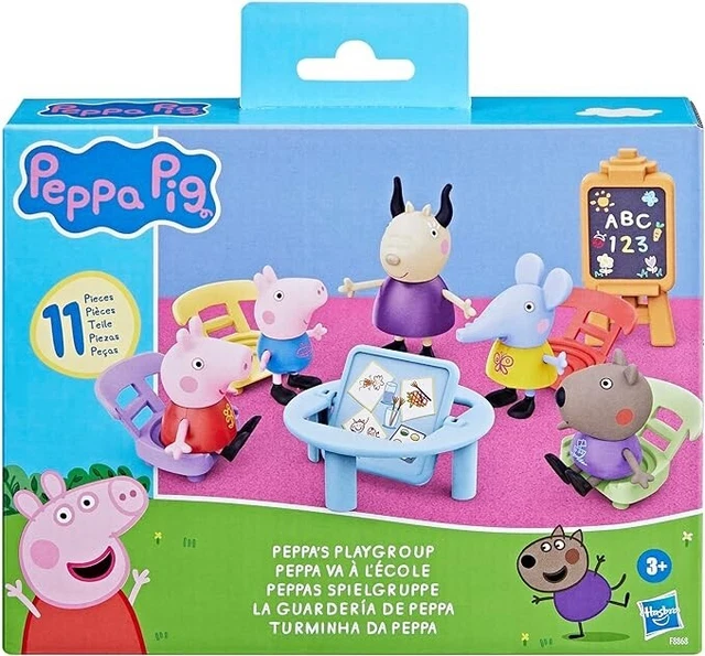 Coffret Peppa Pig - Peppa Et Evie Au Parc, 4 Pièces Avec Poussette Et Mare Aux Canards