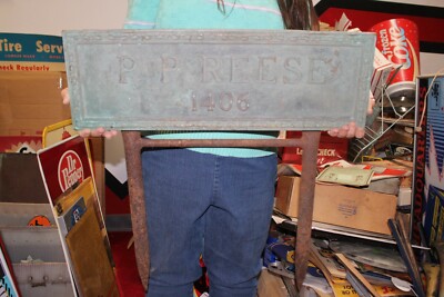 Vintage c.1900 P P Reese Doctor 24" Heavy Embossed Brass Metal Sign Stakes