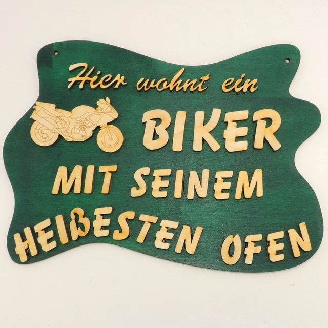 PANNEAU DE PORTE pour un motard, bois super idée cadeau pour un motard