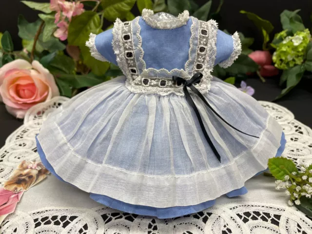 Cute Original 12" Ideal Shirley Temple Blue & White School Dress