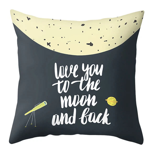 Pillow Case Cartoon Easy to Clean Invisible Zipper Cushion Cover Polyester