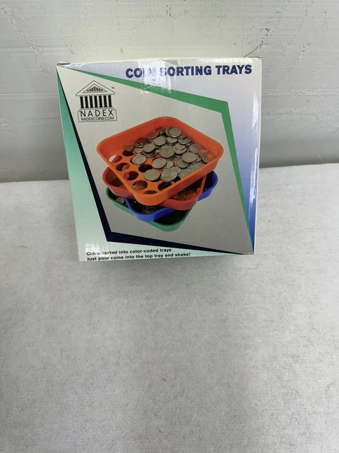 Nadex 5 Quick Sort Coin Organizing Trays | Color Coded Sorting Trays for Pennies