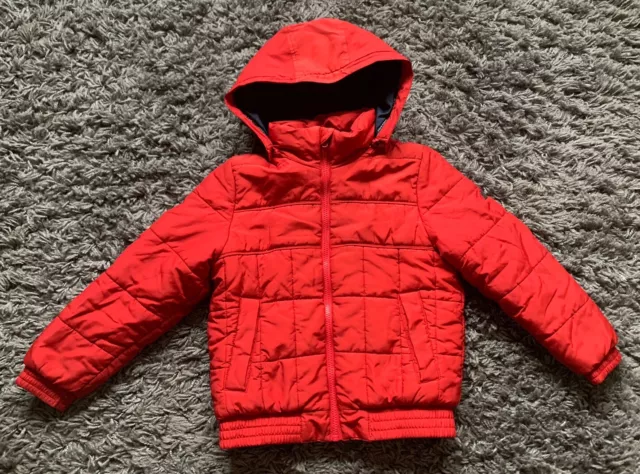 Boys Hugo Boss Red puffer coat Removable Hood age 8 VGC