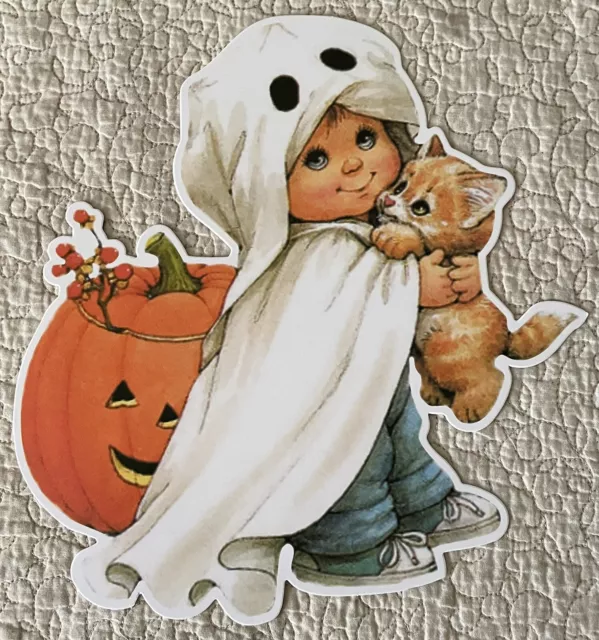 Vintage Inspired New Halloween Ghost Cute Kid Die Cut Art Craft Scrapbook Decor