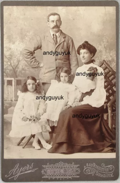 Cabinet Card Girls Matching Dress Ayers Great Yarmouth Antique Photofamily Bench