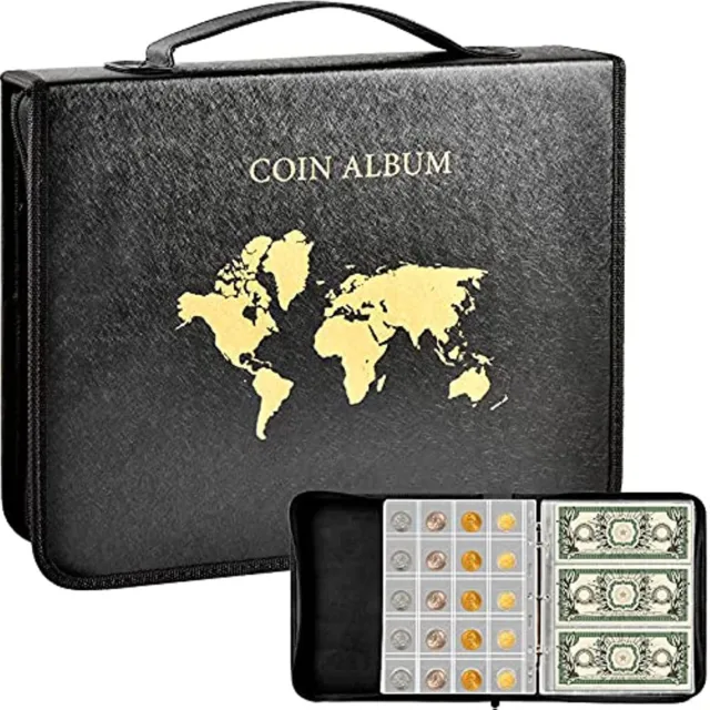 Coin Collection Book Holder for Collectors, 200 Pockets Coins Collecting Album