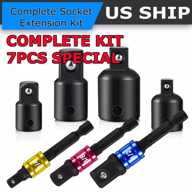 7-pack 3/8" to 1/4" 1/2 inch Drive Ratchet SOCKET ADAPTER REDUCER Air Impact Set