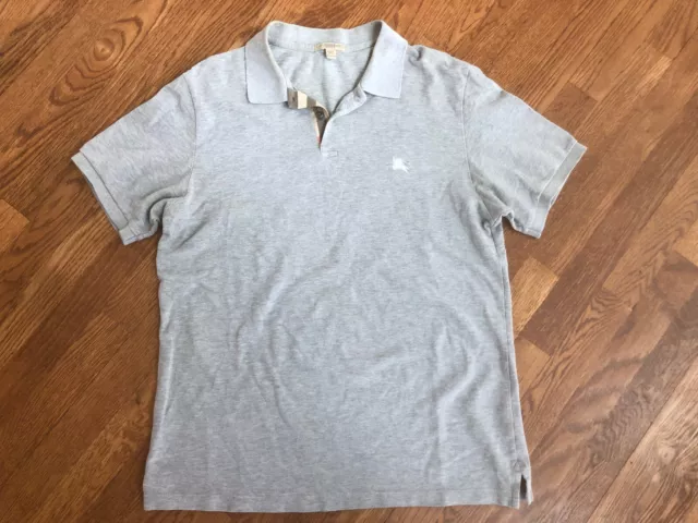 Burberry Brit Men's Gray Polo Shirt Size L 100% Authentic Cotton