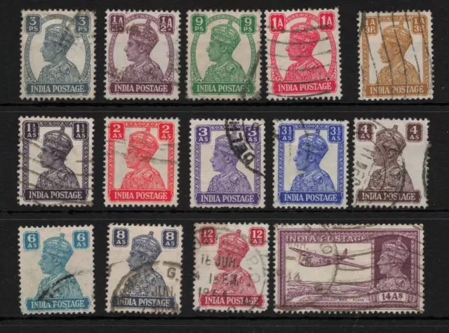 INDIA 1940-43 KGVI Definitive Selection to 14a USED