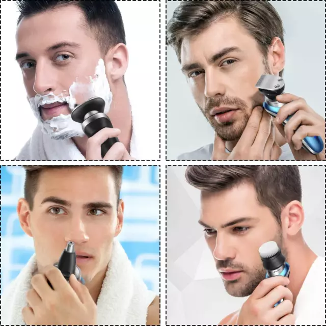 4 IN 1 Électrique Sans Wet Dry Face Brush Rotary Shaver, Tailleur pour Hommes, 3