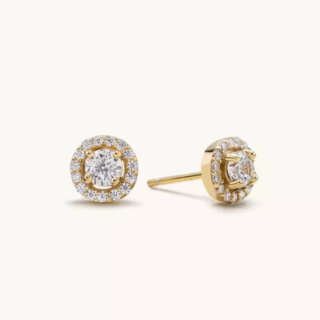 Lavishe 925 Sterling Silver Cubic Zirconia Halo Stud Earrings