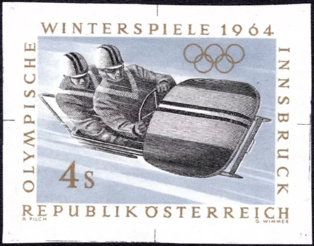 Österreich ANK 1172 PU MICHEL 1142 PU Olympia Zweierbob EINZELABZUG ATTEST RRR