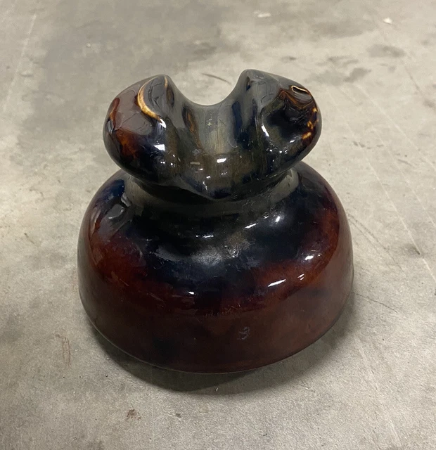 Ceramic Insulator - Vintage / Antique Large  Brown color Pottery Type