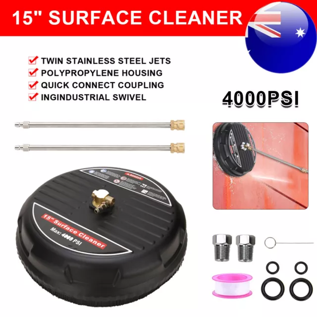4000PSI 15" Pressure Washer Surface Cleaner Hose Gun Nozzle Lance Outdoor Clean
