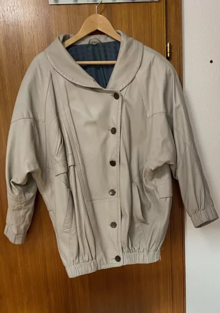 Lederjacke  Blouson Damen Vintage,  Größe 40, 80er  Jahre, Fledermausärmel