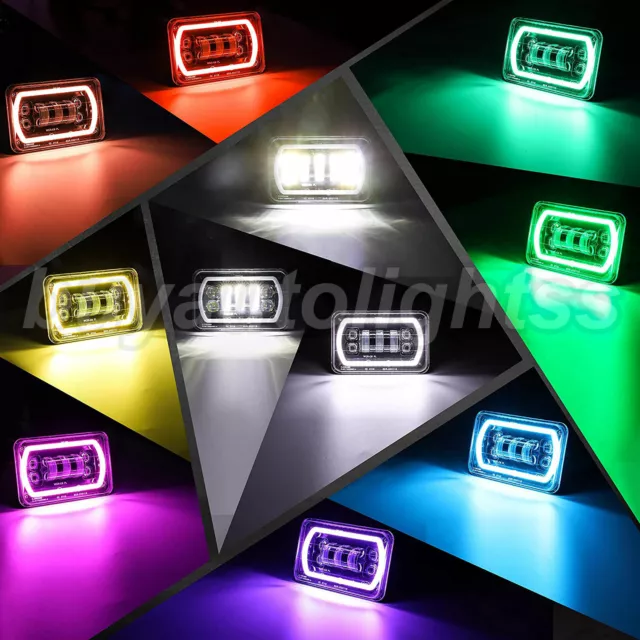 4pcs 4x6inch LED Headlights RGB Halo APP For 60/80 Series H4656/H4651/4651/4652 3