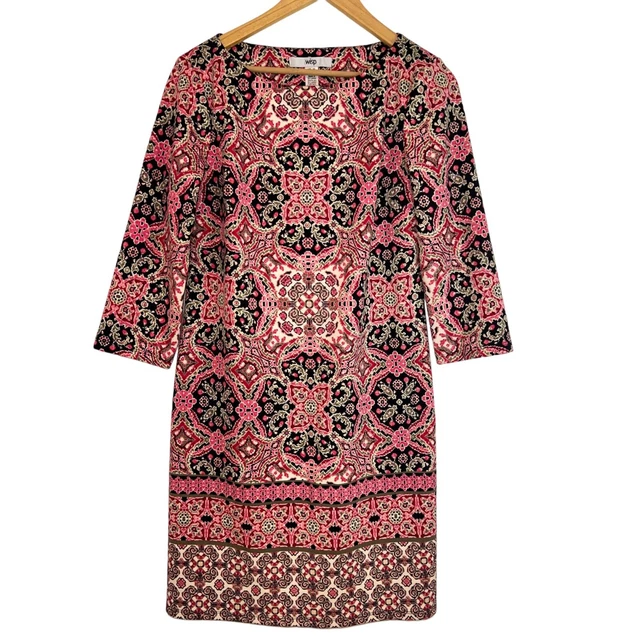 Wisp boho Moroccan paisley hippie Print Dress Karis Ponte Beige Rose size 10