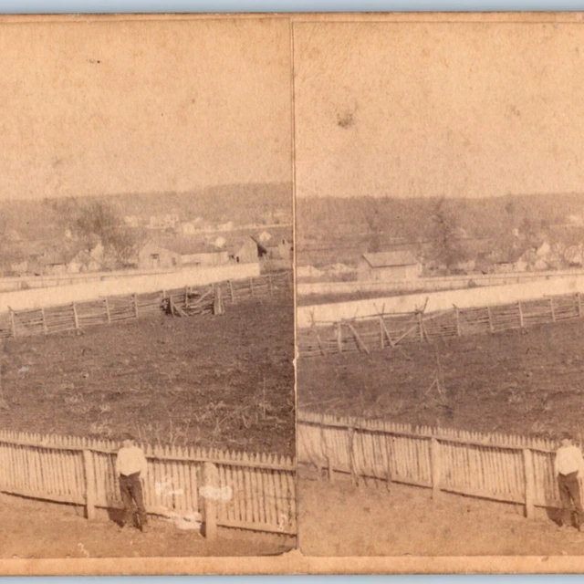c1880s Fayetteville, Arkansas Frisco Railroad Stereoview Card Hansard Carden V16