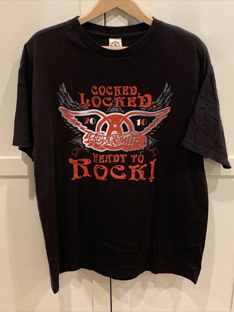 Vintage Aerosmith Cocked Locked Ready To Rock 2010 Concert Tour T Shirt XL