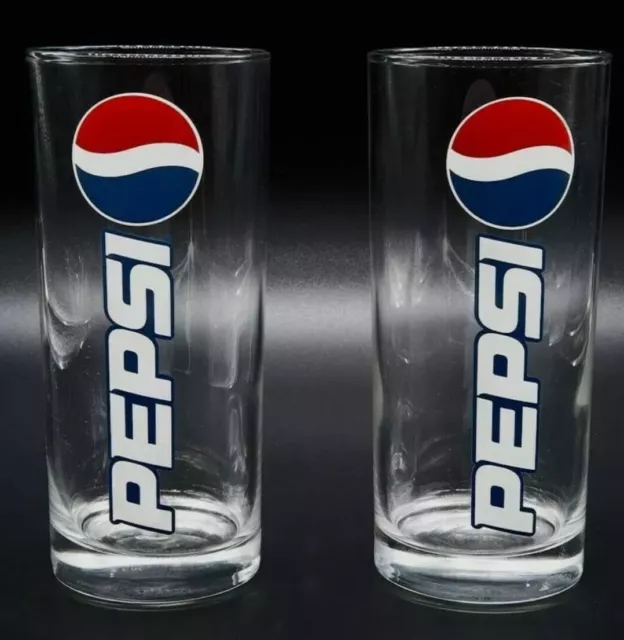 4 x Vintage Pepsi Cola Colour Logo Glasses 16oz 460ml Highball Tumbler (Four)