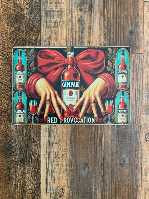 Enseigne Métallique Vintage Campari "Red Provocation" - Dimensions 30x20 Cm - Déco Bar Rétro