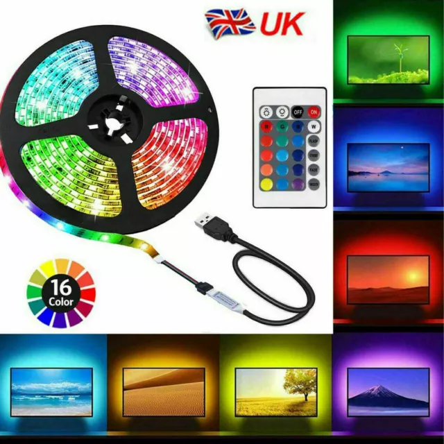 5M LED strip lights 12V light 5050 RGB Colour changing Remote Control UK