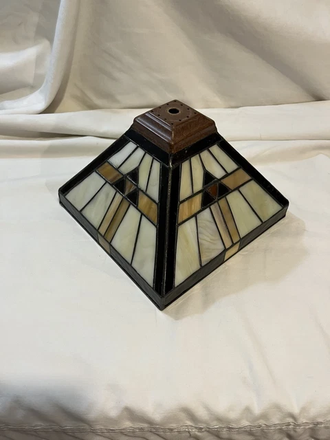 Tiffany Style Acrylic Shade Mission Arts Crafts Pyramid Shade Square