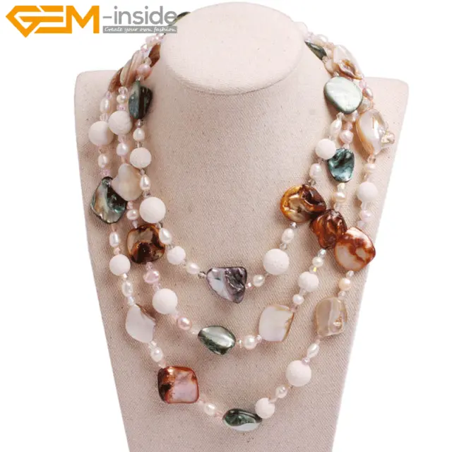 Handmade Cultured Freshwater Pearl Beaded Jewelry Necklaces Gift Idea Healing