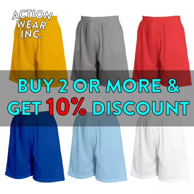 Hi Mens Plain Mesh Shorts Casual Baseball Shorts 2 Pockets Active Gym Fitness