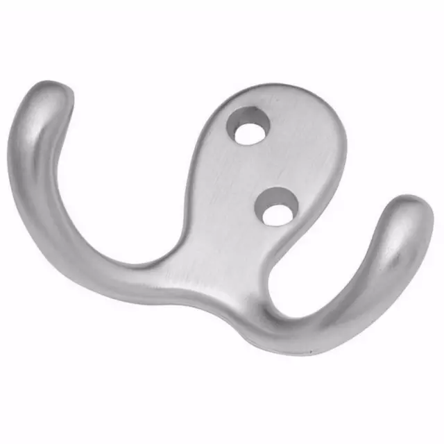 Small 2" Satin Chome DOUBLE Coat Robe Bath Utility Hook, Hickory P27115-26D