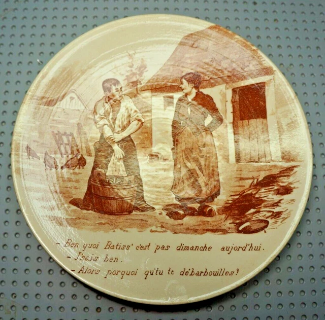 Assiette parlante ancienne en faïence de SARREGUEMINES - Arts de la table