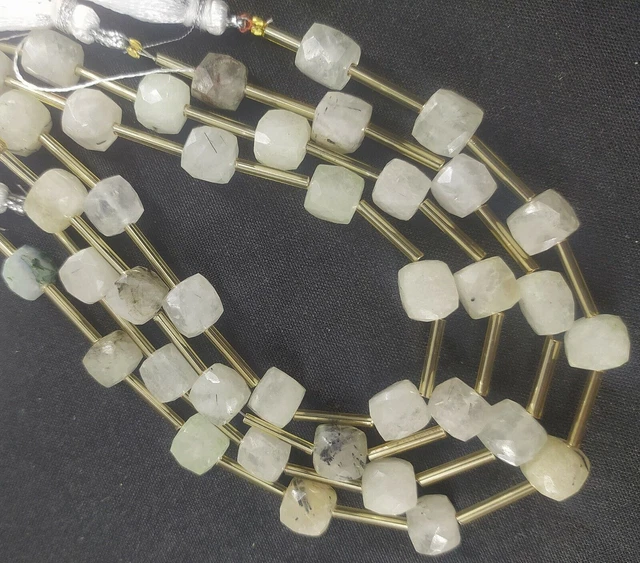 8 "Natural Black Rutile 3D Cube Box Shape Gemstone Beads Jewelry Making...