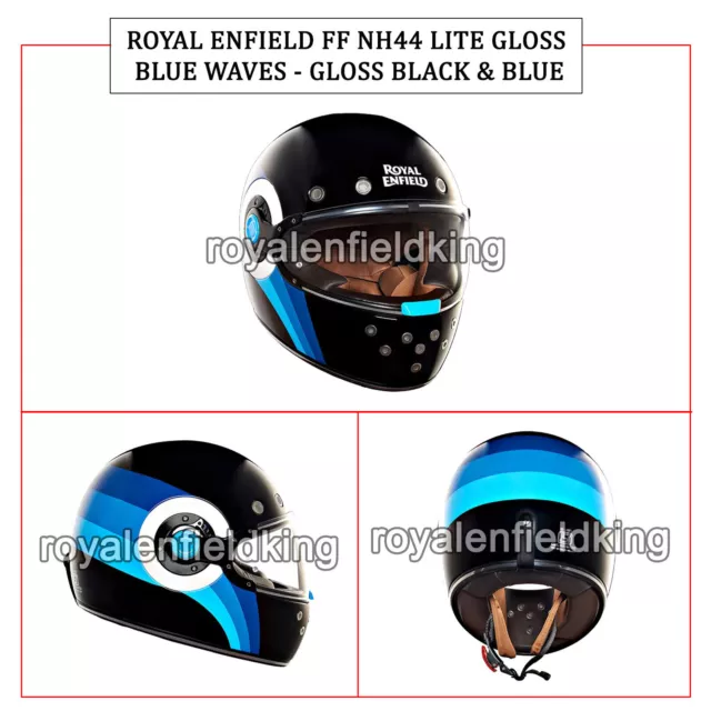 Original Royal Enfield" Ff NH44 Ligero Ondas Casco Brillo Negro Y Azul"