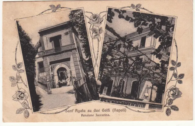 23-24102 - Napoli Sorrento - Agata Due Golfi Pensione Iaccarino Viaggiata 1908