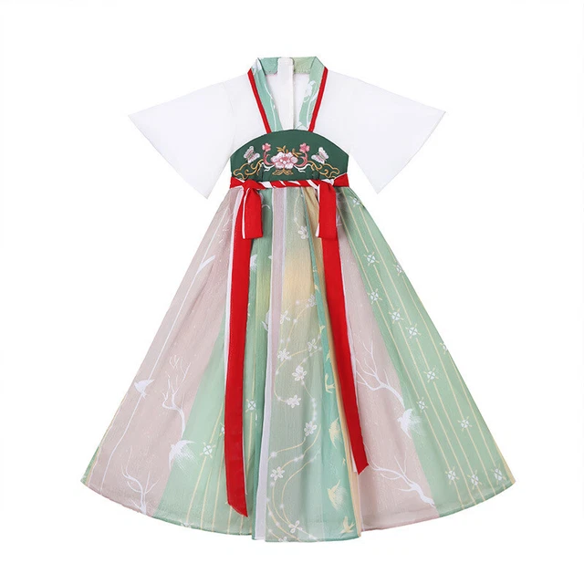 Ragazza Cinese Carino Abito Floreale Trasparente Ricamato Hanfu Ttang Fairy