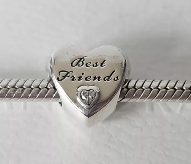 Original Pandora Armband Charm - Silber Best Friends Love Heart S925 ALE