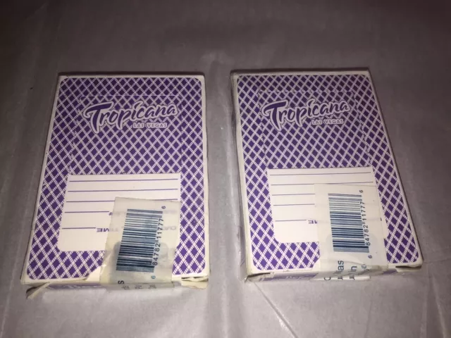TROPICANA Casino Las Vegas BEE Purple Playing Cards Used In Play Sealed 2 Decks