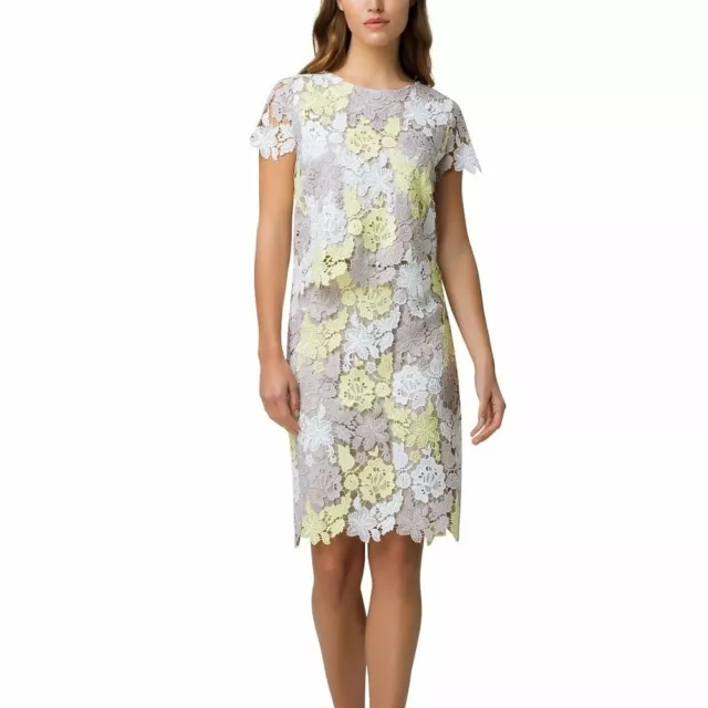 Tahari ASL Yellow Ivory Floral Lace Skirt Set sz XL