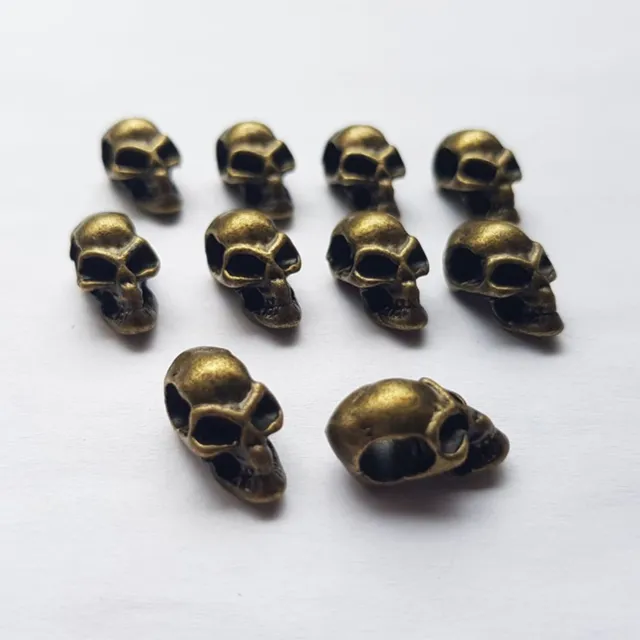 10 x Skull Totenkopf Bead Metall Perle Braunton basteln - Lochgröße 4 mm